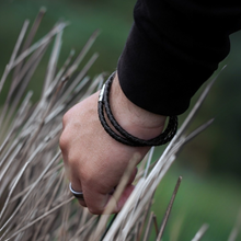 Load image into Gallery viewer, Men's Personalised Single or Double Slim Leather Bracelet