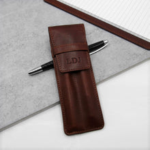 Load image into Gallery viewer, Personalised Leather Single Or Double Pen Holder - PARKER&CO