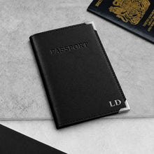 Load image into Gallery viewer, Handmade Personalised Leather RFID Passport Cover