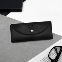 Load image into Gallery viewer, Handmade Personalised Rounded Black Leather Hard Glasses Case - Parker &amp; Co.
