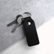 Load image into Gallery viewer, Handmade Thick Black Leather Fob Keyring