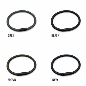 Men's Single or Double Slim Leather Black Clasp Bracelet