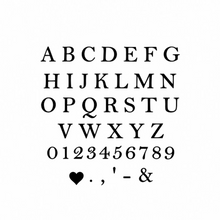 Load image into Gallery viewer, Black alphabet and number set on a white background