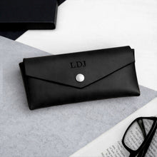 Load image into Gallery viewer, Handmade Personalised Pointed Leather Hard Glasses Case
