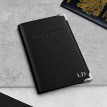 Load image into Gallery viewer, Handmade Personalised Metallic Edge Leather RFID Passport Cover