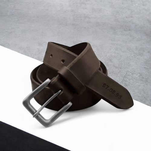 Personalised Men's Thick Brown Leather Belt