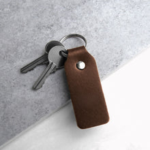 Load image into Gallery viewer, Handmade Thick Light Brown Leather Fob Keyring