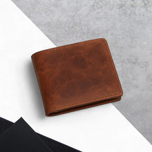 Load image into Gallery viewer, Men's RFID Full Grain Oiled Leather Bifold Wallet