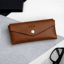 Load image into Gallery viewer, Handmade Personalised Pointed Leather Hard Glasses Case