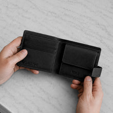 Load image into Gallery viewer, Personalised Men's RFID Black Leather Bifold Wallet