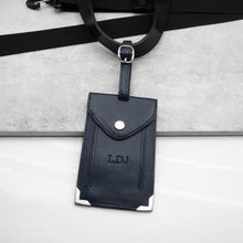 Load image into Gallery viewer, Personalised Metallic Edge Leather Luggage Tag