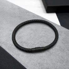 Load image into Gallery viewer, Men&#39;s Single or Double Slim Leather Black Clasp Bracelet