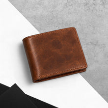 Load image into Gallery viewer, Men's RFID Full-Grain Oiled Leather Bifold Wallet