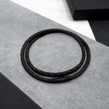 Load image into Gallery viewer, Men&#39;s Personalised Single or Double Slim Leather Black Clasp Bracelet