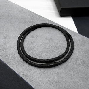 Men's Personalised Single or Double Slim Leather Black Clasp Bracelet