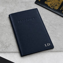 Load image into Gallery viewer, Handmade Personalised Leather RFID Passport Cover