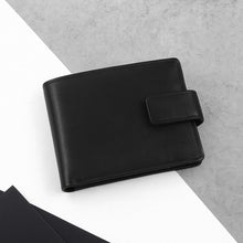 Load image into Gallery viewer, Men's RFID Black Leather Bifold Wallet