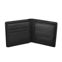Load image into Gallery viewer, Men’s RFID Black Leather Bifold Wallet with Flip-Up ID Window