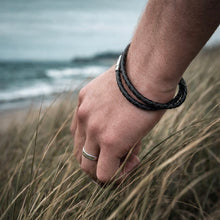 Load image into Gallery viewer, Men's Personalised Morse Code Double Strand Slim Leather Bracelet