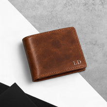 Load image into Gallery viewer, Personalised Men's RFID Full-Grain Oiled Leather Bifold Wallet