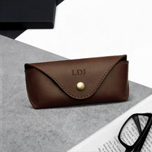 Load image into Gallery viewer, Handmade Personalised Leather Arched Hard Glasses Case