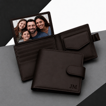 Load image into Gallery viewer, Personalised Men's RFID Leather Photo Bifold Wallet