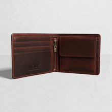 Load image into Gallery viewer, Personalised Rfid Rustic Brown Leather Trifold Wallet