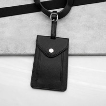 Load image into Gallery viewer, Handmade Black Leather Luggage Tag
