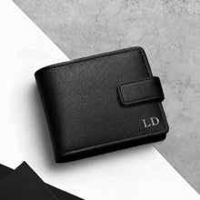 Load image into Gallery viewer, Personalised Men's RFID Black Leather Bifold Wallet