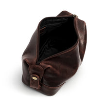 Load image into Gallery viewer, Men's Rustic Brown Leather Toiletry Wash Bag
