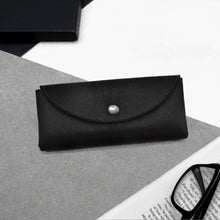 Load image into Gallery viewer, Handmade Rounded Black Leather Hard Glasses Case