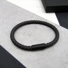 Load image into Gallery viewer, Men&#39;s Thick Woven Leather Black Clasp Bracelet - PARKER&amp;CO