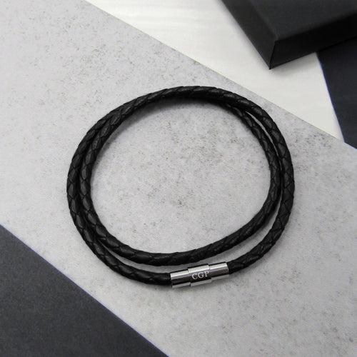 Men's Personalised Double Strand Leather Bracelet - PARKER&CO