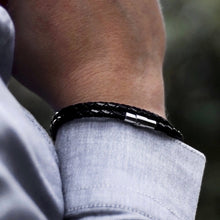 Load image into Gallery viewer, Men&#39;s Personalised Morse Code Double Strand Leather Bracelet - PARKER&amp;CO