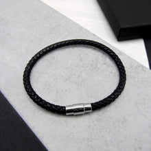 Load image into Gallery viewer, Men&#39;s Personalised Morse Code Woven Leather Bracelet - PARKER&amp;CO