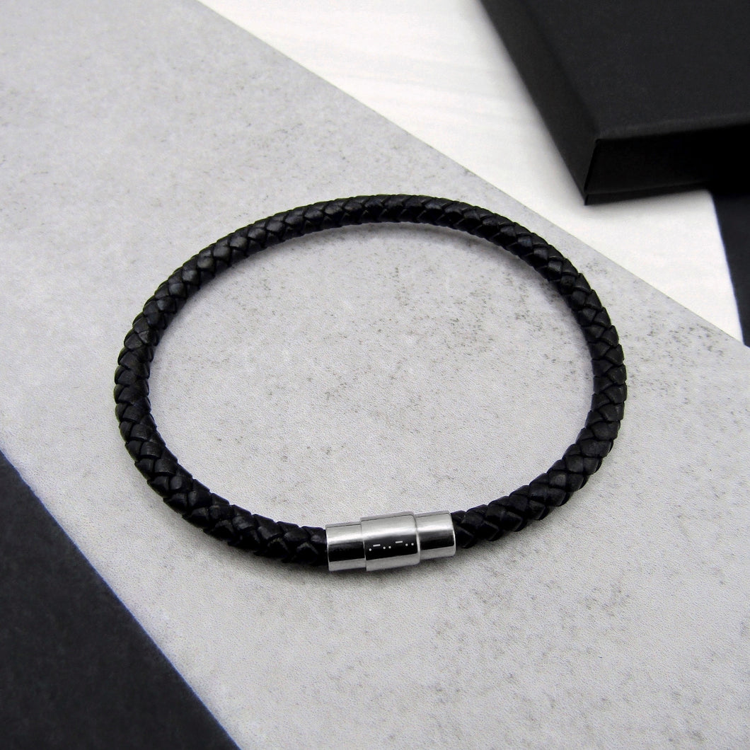Men's Personalised Morse Code Woven Leather Bracelet - PARKER&CO