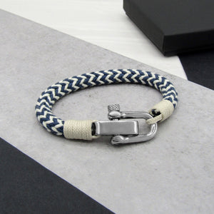 Personalised Men's Thick Nautical Shackle & Rope Bracelet - PARKER&CO