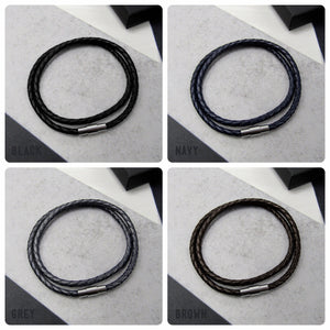 Men's Personalised Morse Code Double Strand Leather Bracelet - PARKER&CO