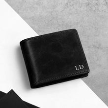 Load image into Gallery viewer, Personalised Men's RFID Full-Grain Oiled Leather Bifold Wallet