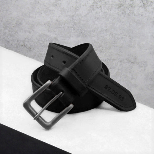Personalised Special Date Men's Thick Leather Belt - PARKER&CO