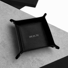 Load image into Gallery viewer, Handmade Personalised Special Date Leather Desk Tidy Valet Tray