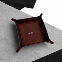 Load image into Gallery viewer, Handmade Personalised Special Date Leather Desk Tidy Valet Tray