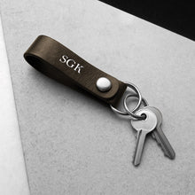 Load image into Gallery viewer, Handmade Personalised Thick Leather Belt Loop Keyring