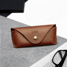 Load image into Gallery viewer, Handmade Personalised Leather Arched Hard Glasses Case