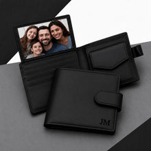 Load image into Gallery viewer, Personalised Men's RFID Leather Photo Bifold Wallet