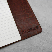 Load image into Gallery viewer, Personalised Metallic Edge Leather A5 Journal With Refillable Lined Notepad - PARKER&amp;CO