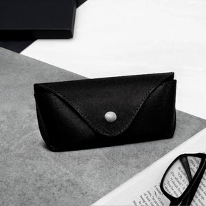Handmade Black Leather Arched Hard Glasses Case