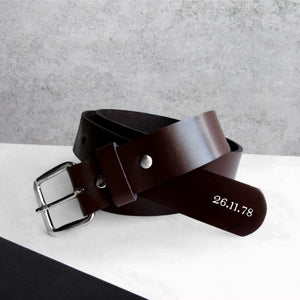 Handmade Personalised Special Date Men's Leather Belt - PARKER&CO
