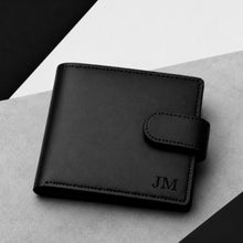 Load image into Gallery viewer, Personalised Men's RFID Black Leather Photo Bifold Wallet
