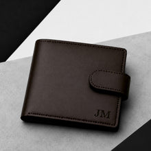 Load image into Gallery viewer, Personalised Men's RFID Brown Leather Photo Bifold Wallet